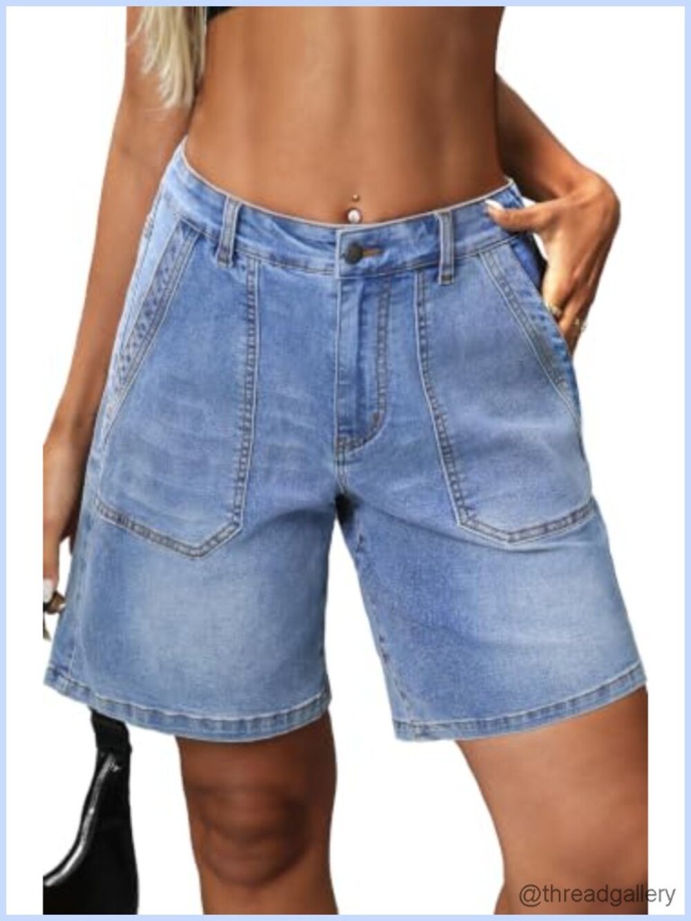 Women's Stretch Denim Bermuda Shorts High Rise Casual Summer Jorts
